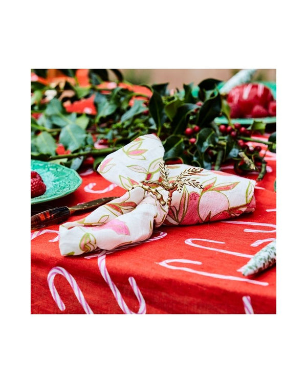 Candy Cane Linen Table Cloth