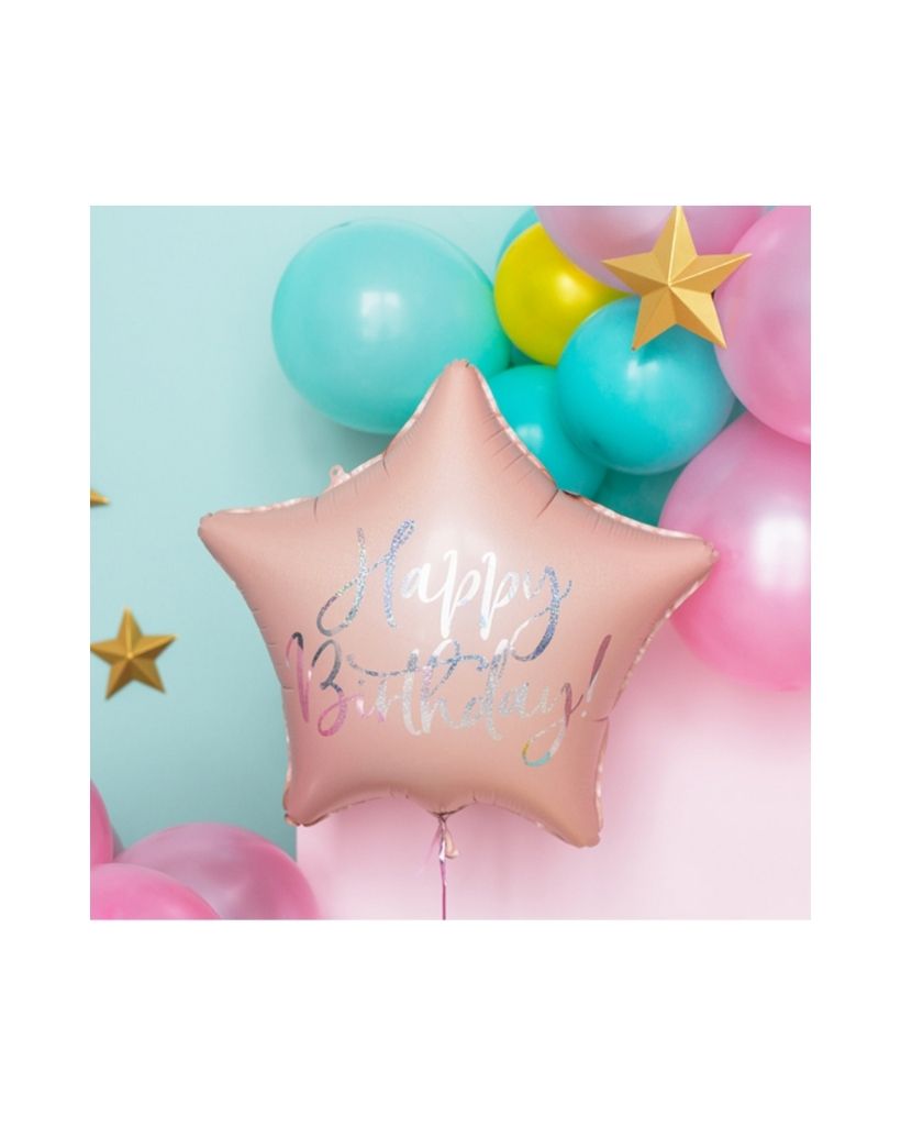 Happy Birthday Pink Star Balloon