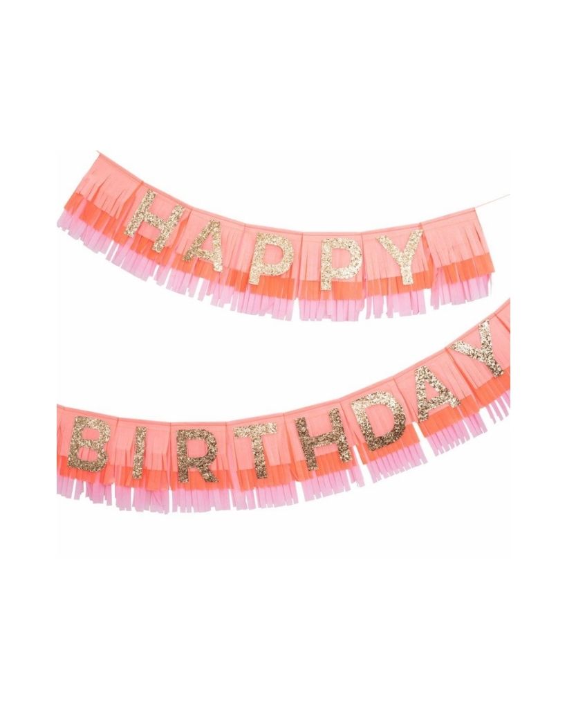 Pink Happy Birthday Fringe Garland