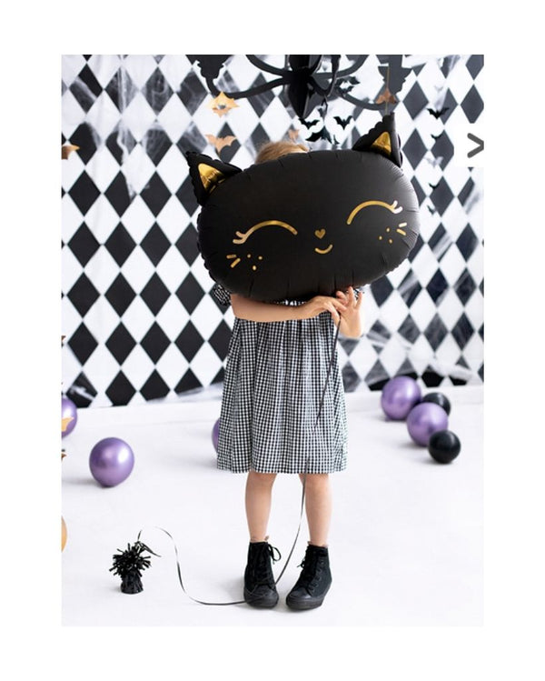 Black Cat Foil Balloon Filled with Helium