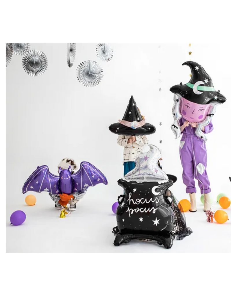 Purple Bat Foil Balloon Inflated with Helium