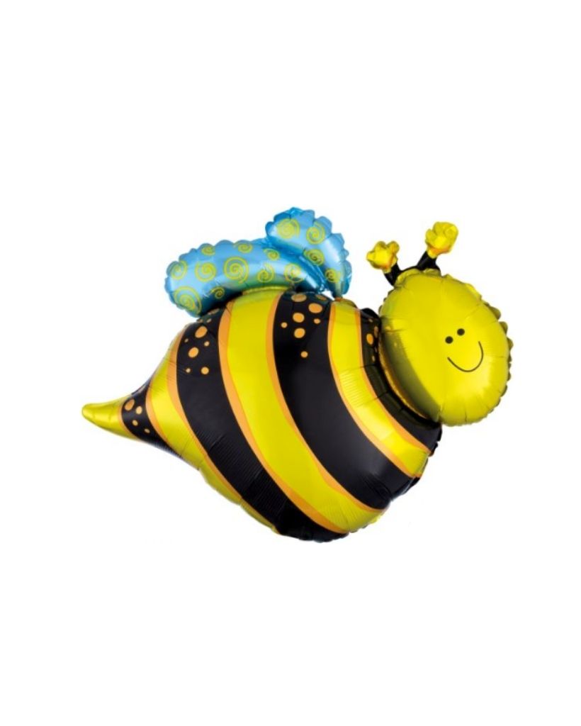 Happy Bee Foil Balloon Filled with Helium