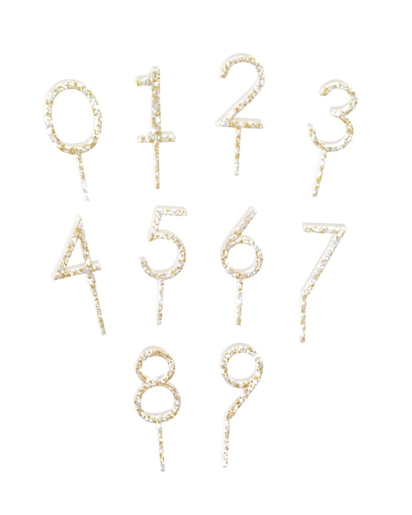 Metallic Glitter Mix Number Cake Topper