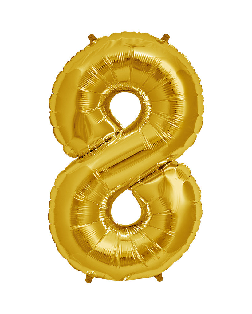 86cm Gold Number Balloons Filled with Helium