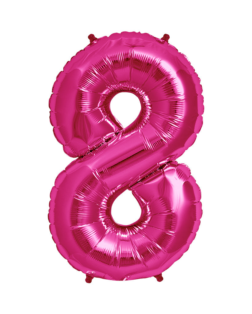 86cm Bright Pink Number Balloons with Helium