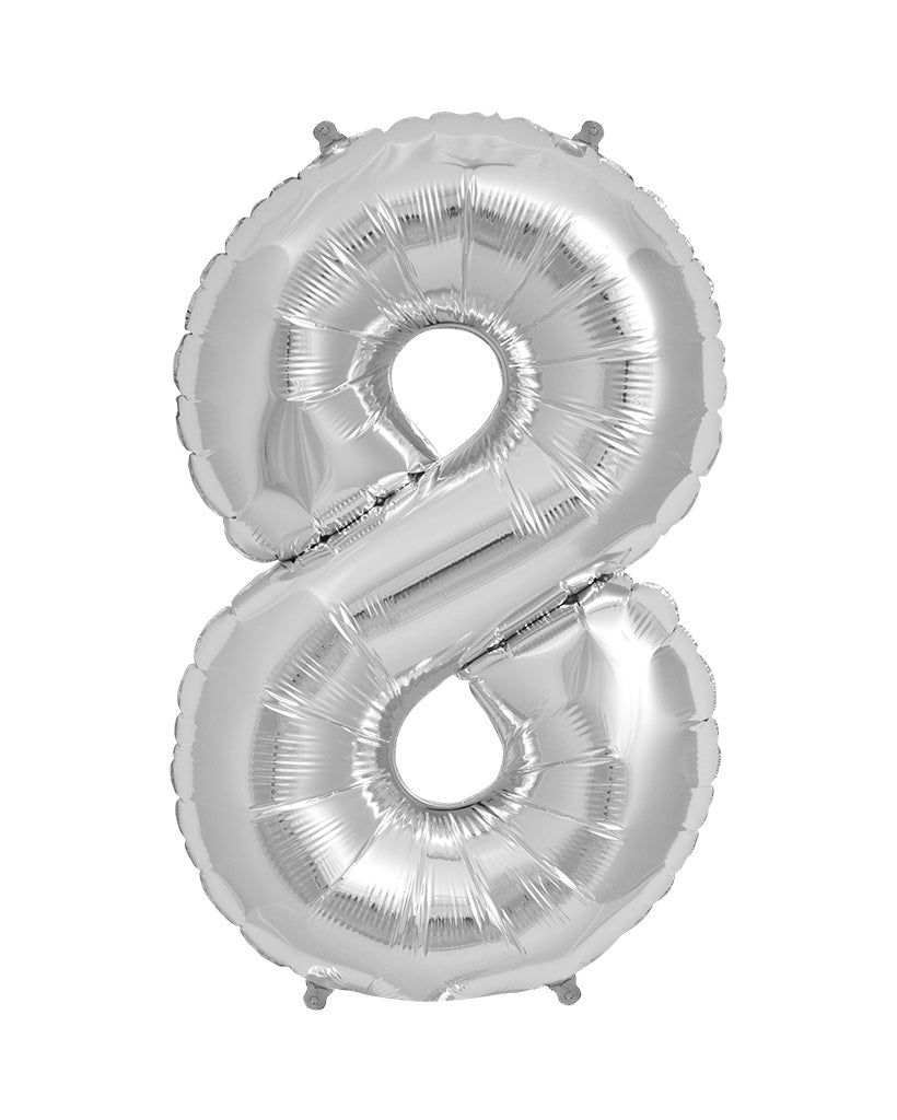 86cm Silver Number Balloons with Helium