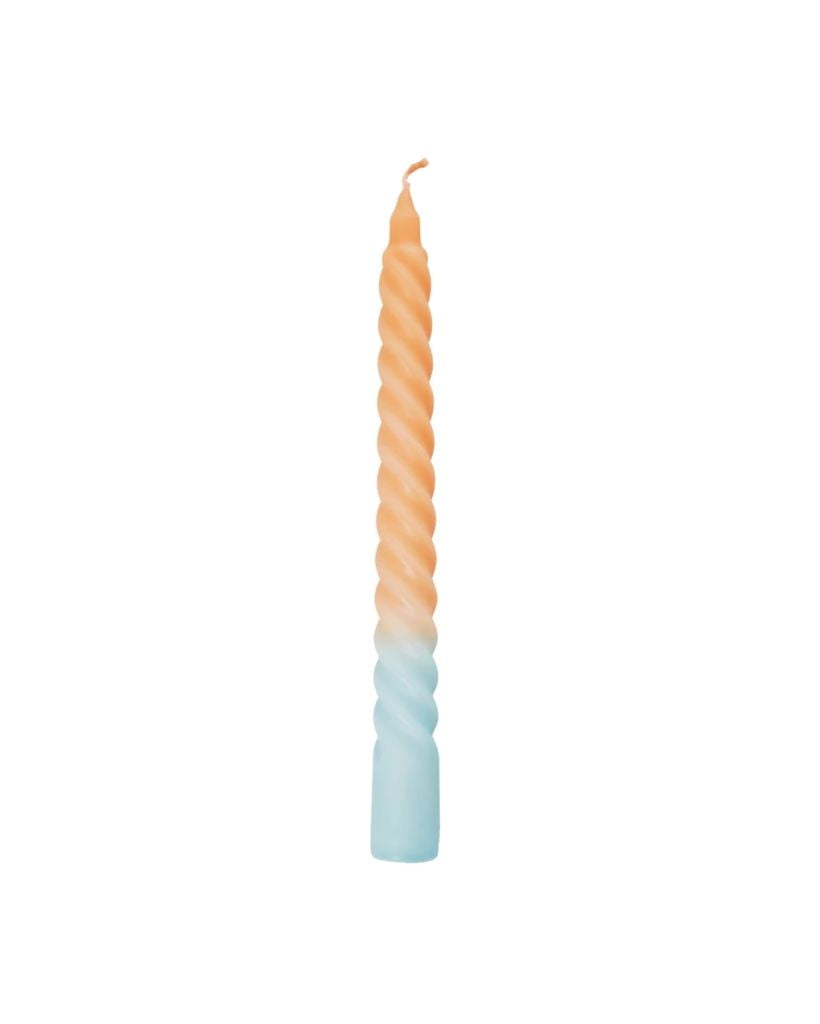 Pale Blue & Apricot Twisted Candle