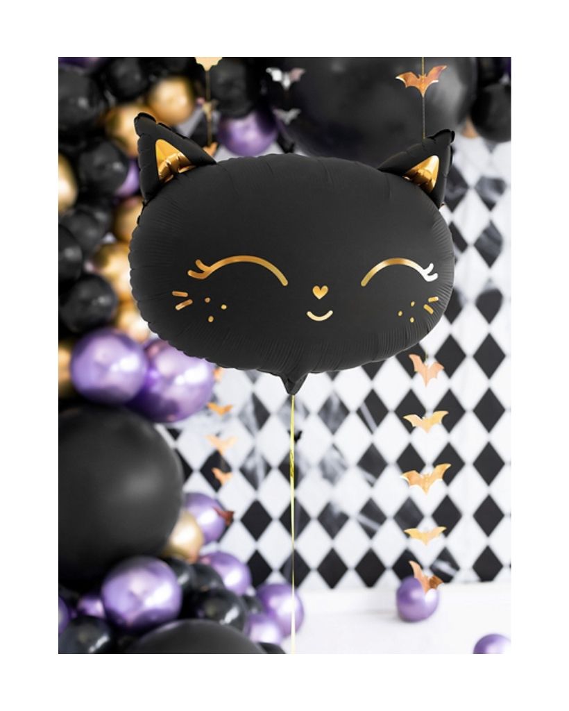 Black Cat Foil Balloon Filled with Helium