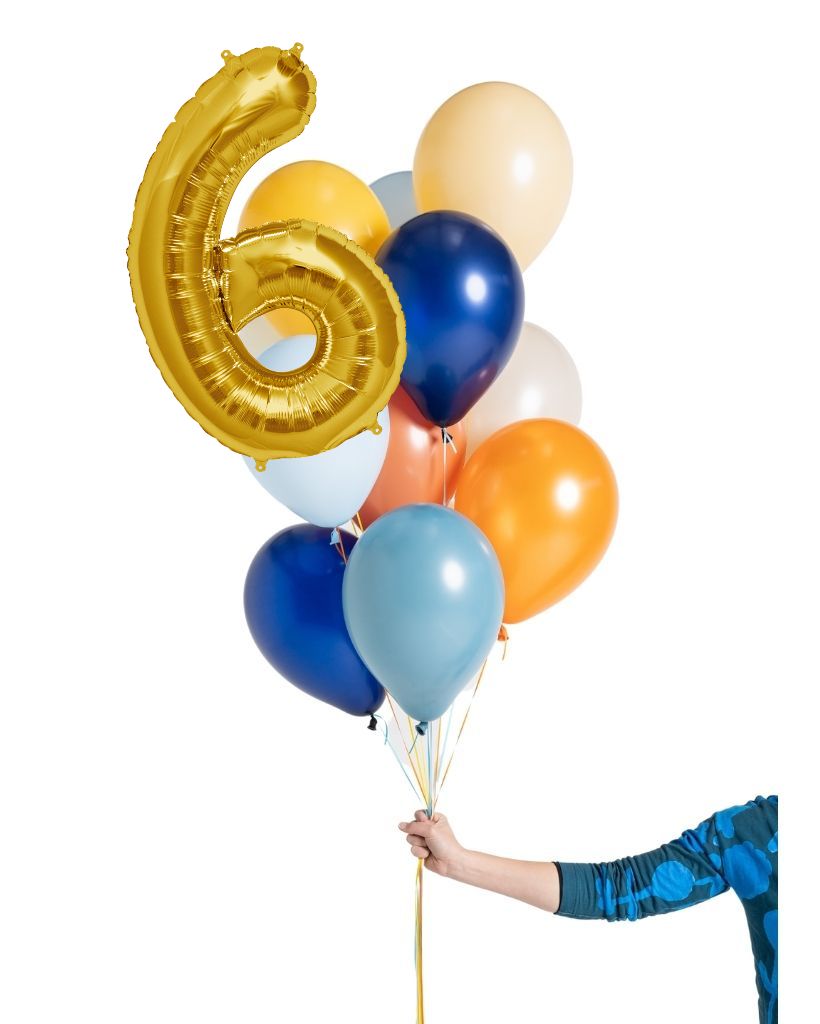 True Blue Balloon Set and Foil Number Filled with Helium