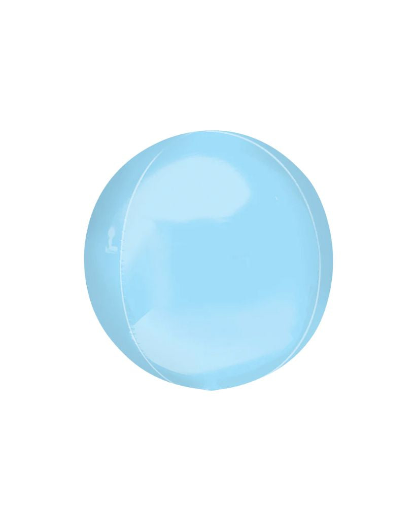 Pastel Blue Orb Foil Balloon Filled with Helium