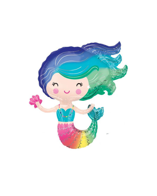 Mermaid Foil Balloon Inflated with Helium