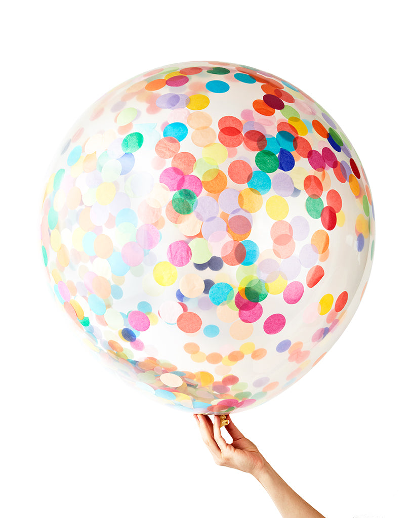 Rainbow Jumbo Confetti Balloon Filled with Helium