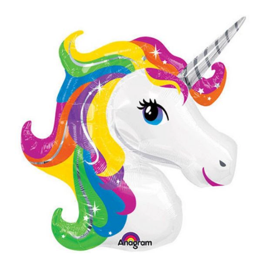 Rainbow Unicorn Foil Balloon Filled with Helium