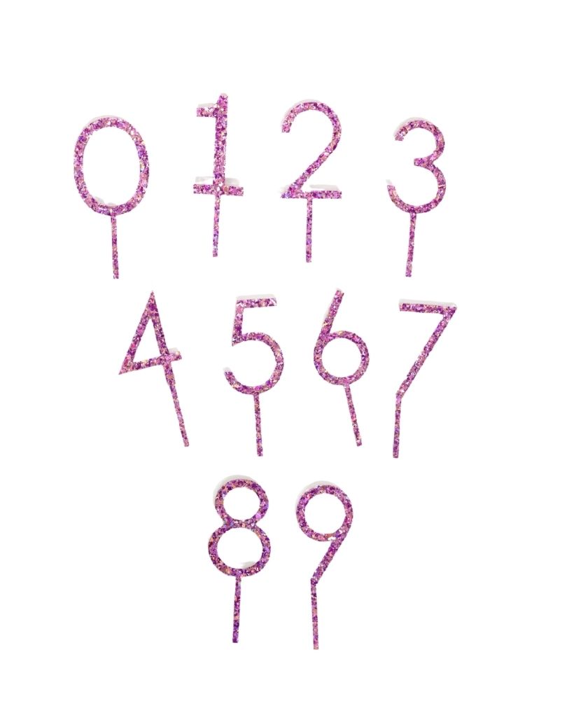 Sparkly Magenta Number Cake Topper