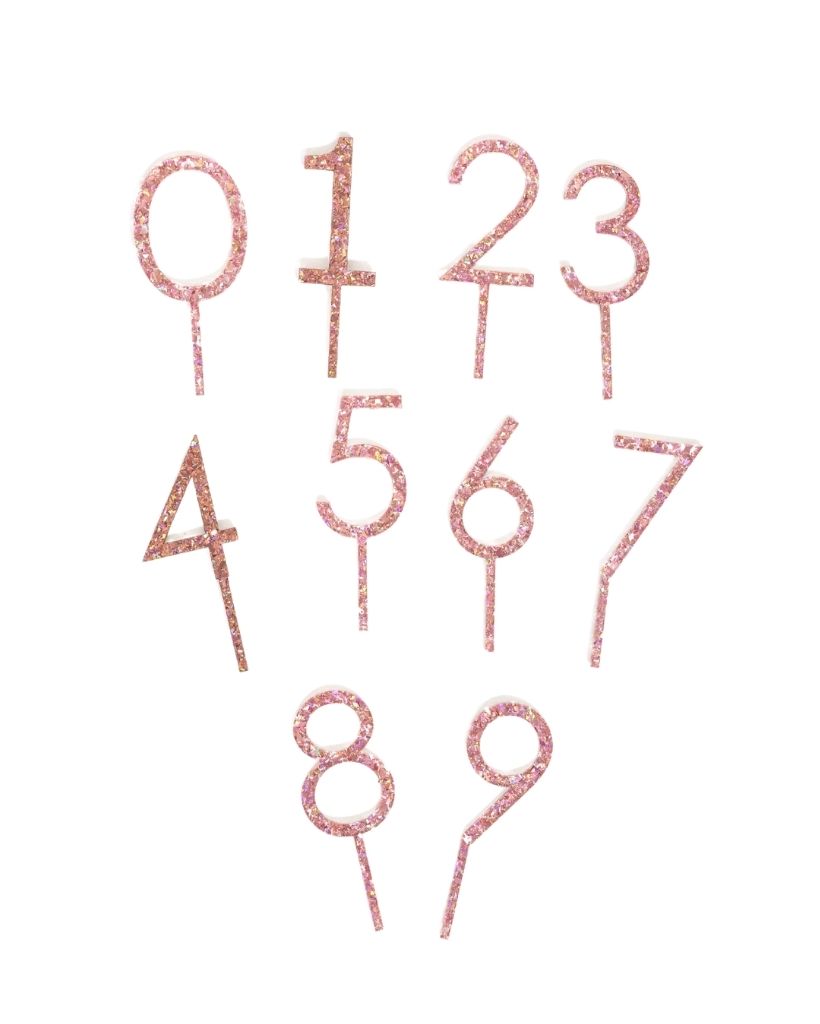 Sparkly Pink Number Cake Topper