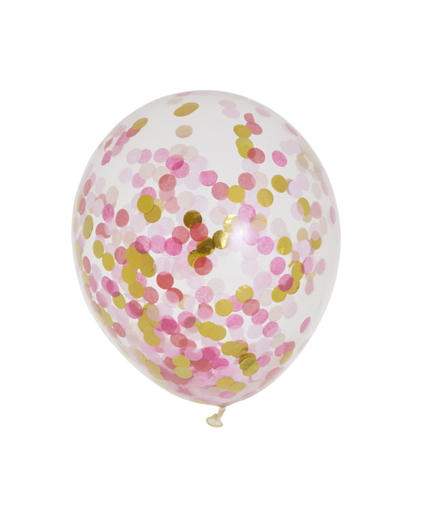 3 Flat Pink Shimmer Standard Confetti Balloons