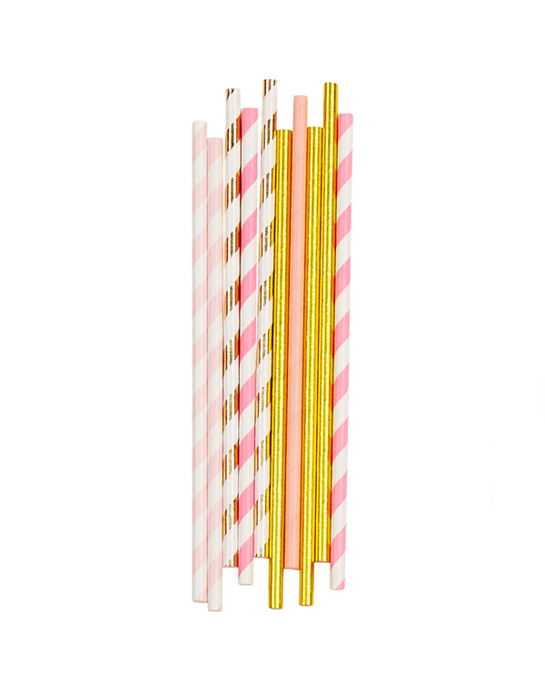 Pink Shimmer Straw Set
