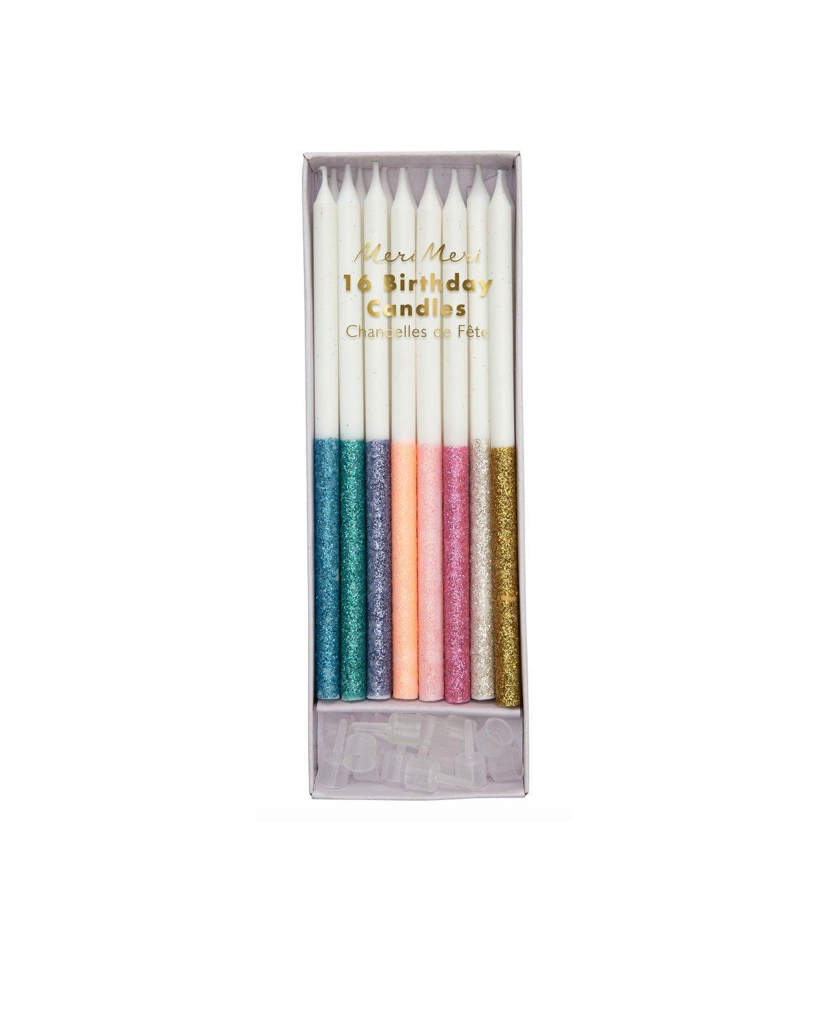 Multicolour Glitter Dipped Candles