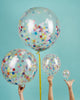 3 Flat Rainbow Standard Confetti Balloons