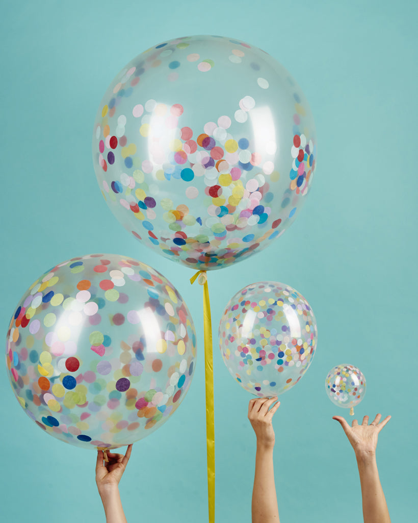 3 Flat Metallic Standard Confetti Balloons