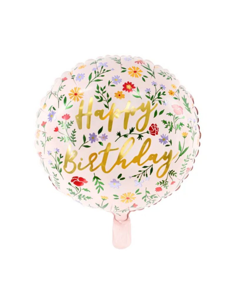 flower happy birthday foil balloon
