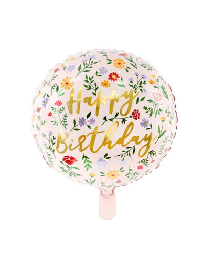 flower happy birthday foil balloon