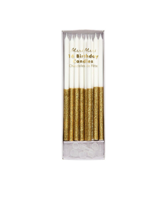 Gold Glitter Dipped Candles