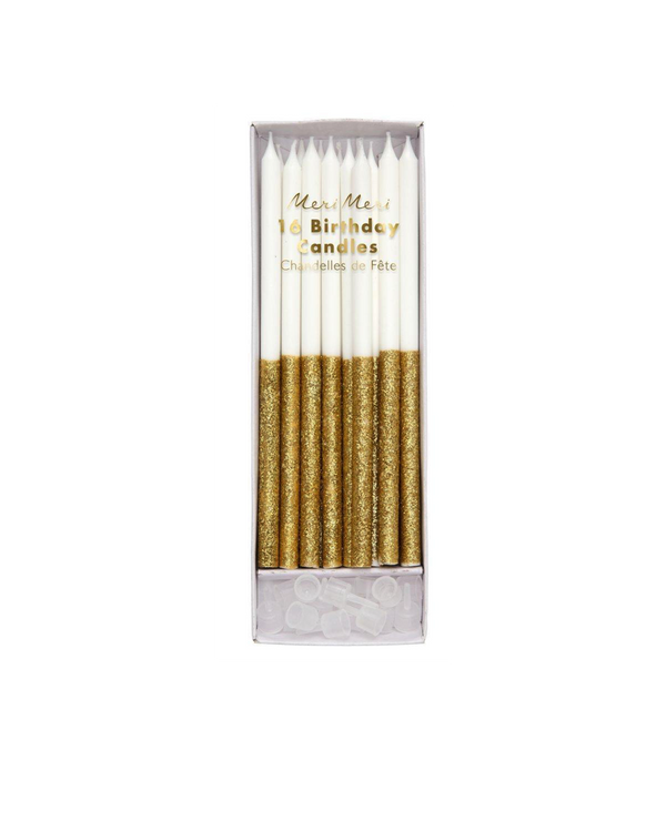 Gold Glitter Dipped Candles