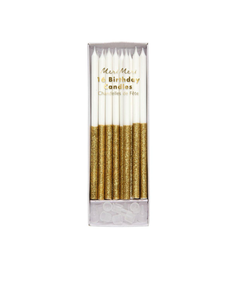 Gold Glitter Dipped Candles
