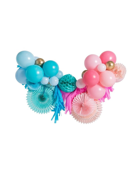 An inflatable baby shower garland featuring a variety of colored balloons.