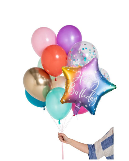 Helium filled mermaid happy birthday balloon set