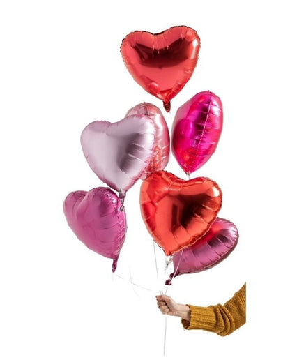 pink and red heart balloons