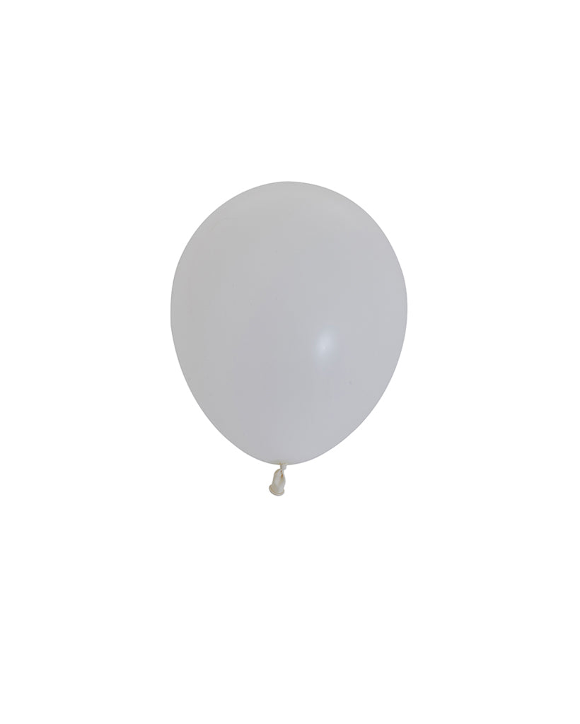 5 Flat White Mini Balloons