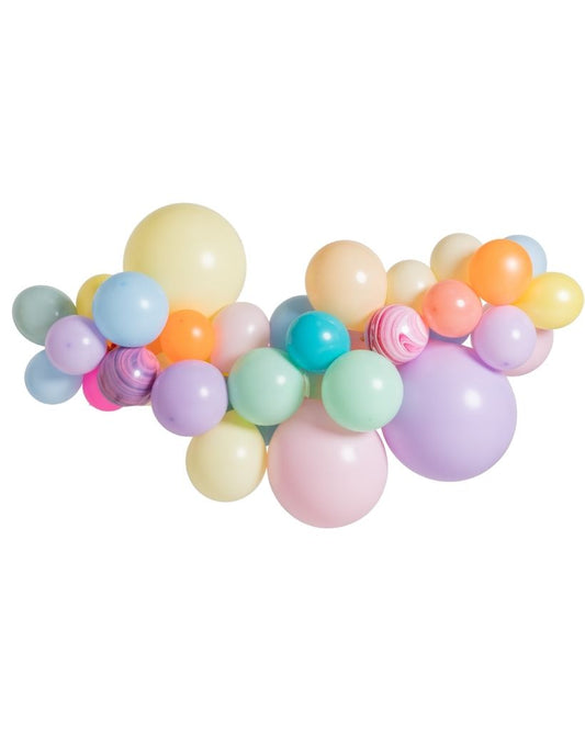 Pastel neon balloon garland inflated for easy pick up and partying!