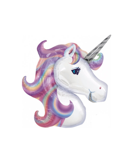 pastel purple unicorn balloon inlflated with helium
