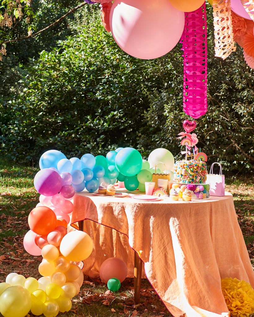 Pastel rainbow party theme set up inspritation