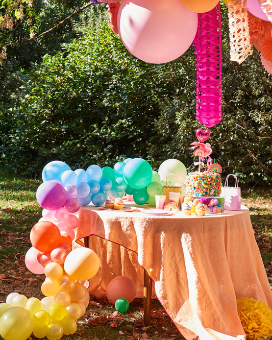 Pastel rainbow party theme set up inspritation