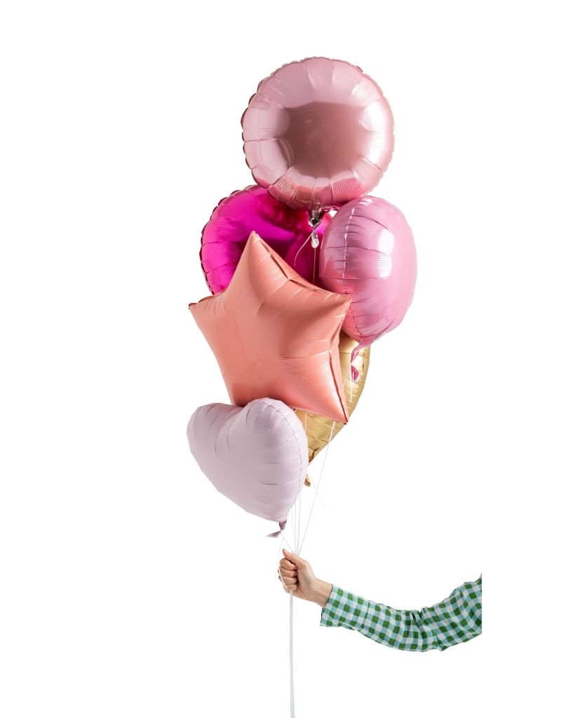 pink, coral and gold foil balloon bunch