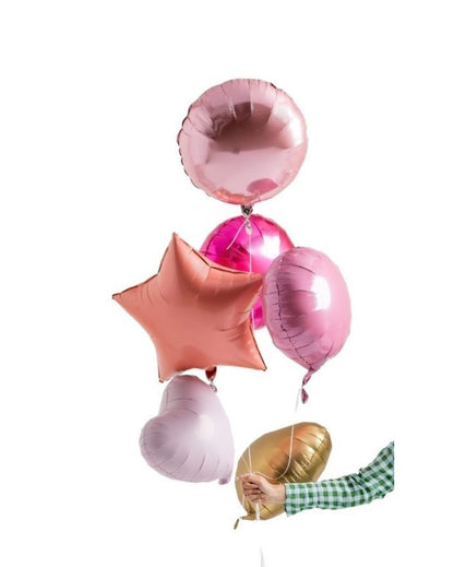 pink shimmer foil balloon set inflated
