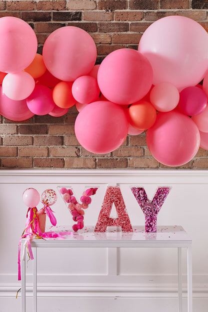 pink shimmer party set up